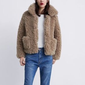 Zara NWT Cropped teddy coat 6318/234
